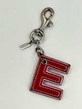 Vintage COACH Keychain Leather Lobster Clasp Initial E Charm picture
