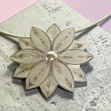 Sterling Silver Lotus Flower Pendant Omega Necklace 20