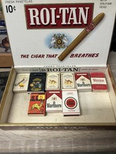 Vintage ROI-TAN Fresh Golfers Cigar Box with Assorted Matchbook Lot Marlboro picture