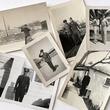 Vintage B&W Snapshot Photograph Handsome Man Military Navy Army Lot Of 6 picture