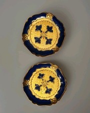 Vintage Set 2 Florentine Decorative Coasters Plates Trinket Dishes Italy Blue 4
