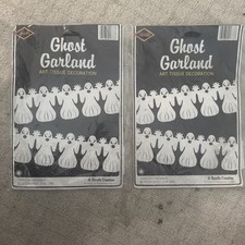 Beistle 1987 Vintage Art Tissue Honeycomb Ghost Garland Halloween Decoration picture