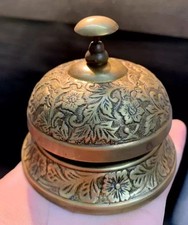 Antique Vintage Brass Hotel Service Ornate Reception Counter & Table Desk Bell picture