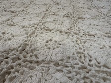Vintage Hand Crocheted Twin Bedspread 66x92 Ivory Floral Rosette Lace Coverlet picture