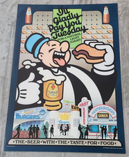 1984 VINTAGE Rare Natural light BEER Poster J. Wellington Wimpy 27.5x19.5 picture