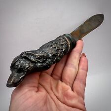 nice Antique Collectible Decorative Handmade Fixed Knife Brass Copper Blade Dog picture