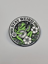 Stay Weird Lapel Pin Frog Playing Banjo picture