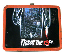 Friday the 13th Metal Lunch Box Thermos Jason Voorhees Horror Movie Vintage picture