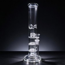 14 inch Glass Water Pipe Bong 4 Percolators - 2 Honeycomb Percs + 2 Matrix Perc picture