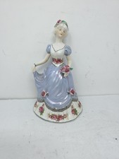Vintage Ceramic Porcelain Victorian Lady In Lavender Gown W/Roses 8.5 