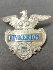 Vintage Pinkerton Badge For Uniform or Hat 2.75 X 2.50 Inches. Genuine. picture