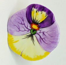 LIMOGES FRANCE BOX - CHAMART - FLOWER & STEM - LAVENDER PANSY - BEE CLASP picture