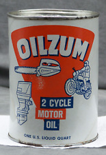 Vintage Oilzum 2 Cycle Motor Oil Quart Full Can Motorcycle Outboard Chainsaw #6 picture