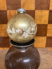 Vintage Franke Gold Stenciled Merry Christmas Shoppers Muff Town Tree Ornament picture