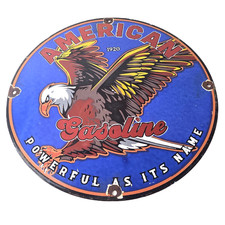 Vintage American Gasoline Porcelain Sign - Blad Eagle Powerful Gas Station Sign picture