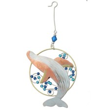 Happy Humpback Whale Christmas Tree Ornament 4 Inch Fair Trade Multicolor Metal picture