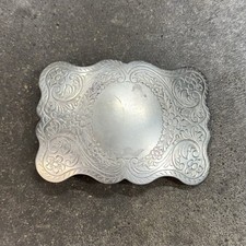 Vintage Justin Belt Co Nickel Silver Trophy Buckle Blank Western Cowboy Rodeo picture