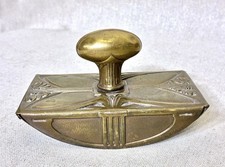 Antique Art Nouveau Brass Rocker Ink Blotter Desk Blotter c1900 Floral picture