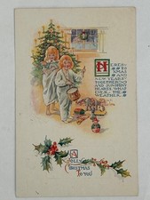 Antique Postcard A Jolly Christmas Posted 1923 Children Toys Tree Morning Drum picture