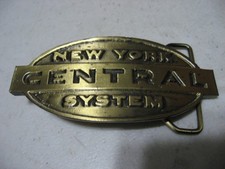 Solid Brass New York Central System RR Belt Buckle 1974 Lewis Buckle Co picture
