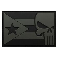 Puerto Rico Flag Skull Hook Patch 3D-PVC Rubber-3.0 X 2.0 inch -E9] picture