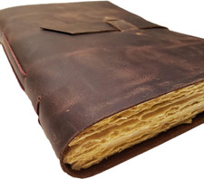 Large Vintage Leather Photo Album with Buckle Closure - Scrapbook Style Pages picture