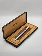 Vintage Aurora Marco Polo Fountain Pen Brushed Steel Gold Trim Boxed picture