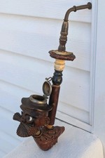 Rare Vintage German Hand Carved Wooden Tobacco Jar Pipe Holder Folk Art Figure picture