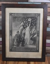 Vintage Framed WWI Columbia Accolade Wounded in Action Military Certificate picture