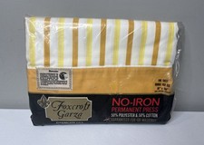 Vtg Foxcroft Garza Double Bed Sheet Gold Yellow Stripe MCM Caribbean Stripe picture