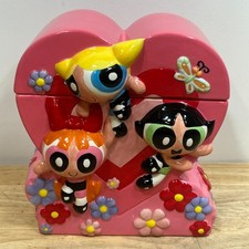 Vintage 2001 The Powerpuff Girls Ceramic Heart Cookie Jar Cartoon Network picture