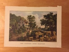 Currier & Ives “The Farmers Home-Harvest” June 1961 Calendar Page picture