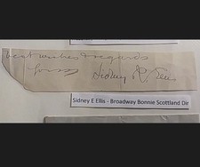 Sidney E Ellis Producer /Actor Signed cut signature Bonnie Scotland NY Broadway, picture