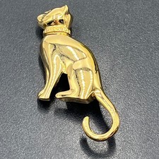 Vintage Givenchy Paris-New York Gold Tone Feline Cat Brooch Collar Signed 4G picture