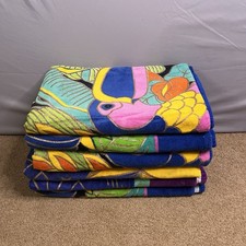 VTG Jay Franco Beach Towel Lot 6 Colorful  Parrot Celestial Sun Face Set Cotton picture