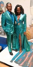 Hand Painted  Couple Figurine, Acrylic Finish 3D Printed 10 Inches picture