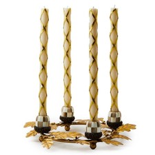 NEW Mackenzie Childs AUTUMNOLOGY GOLD LEAF RING ACORN CANDLE HOLDER   Last one picture