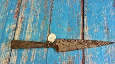 Vintage Hand Forged Iron Spearhead Socketed Blade Historical Collectible Tool B1 picture