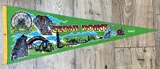 Vintage Official Cedar Point Pennant 80s Retro Green Souvenir picture