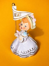 🥳 CUTE Vintage Birthday 1950s Flag Girl Figurine HTF Rare Napco Norcrest picture