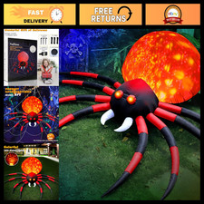 8FT Halloween Inflatable Spider Yard Decor with LED Flame Light - Spooky Outdoor picture