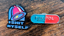 FUNNY ISHIT MYSELF FUKITOL enamel pin set Taco Pill Sarcastic Joke Hat Lapel picture
