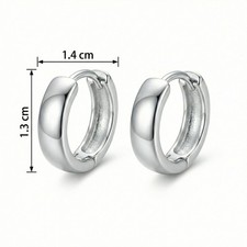 925 Sterling Silver Elegant Polished Sterling Silver Huggie Hoop Earrings picture