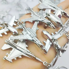 1 pc 3D Metal Airplane Keychain Zinc Alloy Plane Keyring Novelty Aviation Gift picture