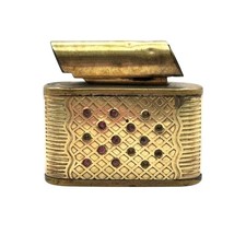 Vintage Reqel England Gold Tone Lattice Lever-Top Pocket Lighter Pat Pend picture