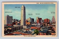 Minneapolis MN-Minnesota, Skyline, Foshay Tower, Antique Vintage Postcard picture