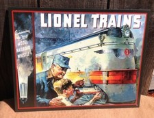 Lionel 1935 Train Engine Cover Sign Tin Vintage Garage Bar Decor Old picture