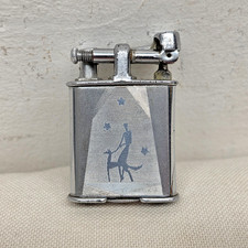 Vintage Wales Novelty Junior Lift Arm Lighter Art Deco Chrome Woman with Dog picture