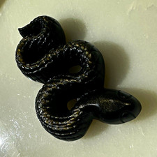 🐍 Natural Golden Sheen Obsidian Snake Carving – 76.3mm | Gold Flash Serpent  picture