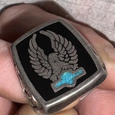 Vintage 1980’s G&S Harley Davidson Biker Ring, size 9 picture